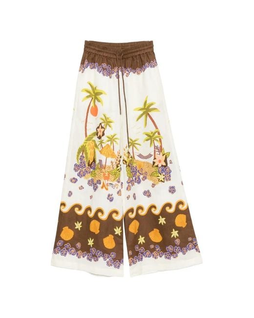 ALÉMAIS Metallic Island Cove Graphic-Print Palazzo Pants