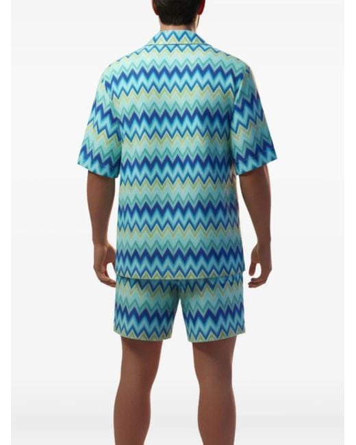 Missoni Blue Zigzag-Pattern Swim Short for men