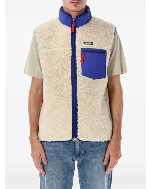 Patagonia Blue Classic Retro-X Fleece Zip-Up Vest for men