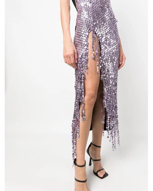 The Attico Purple Avery Pailette-embellished Midi Dress
