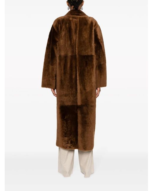 Max Mara Brown Notched-Lapels Double-Breasted Coat