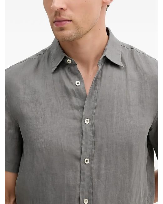 Benetton Gray Buttoned Short-Sleeve Shirt for men