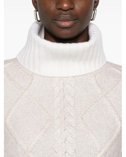Herno White Lamé-Effect Sweater