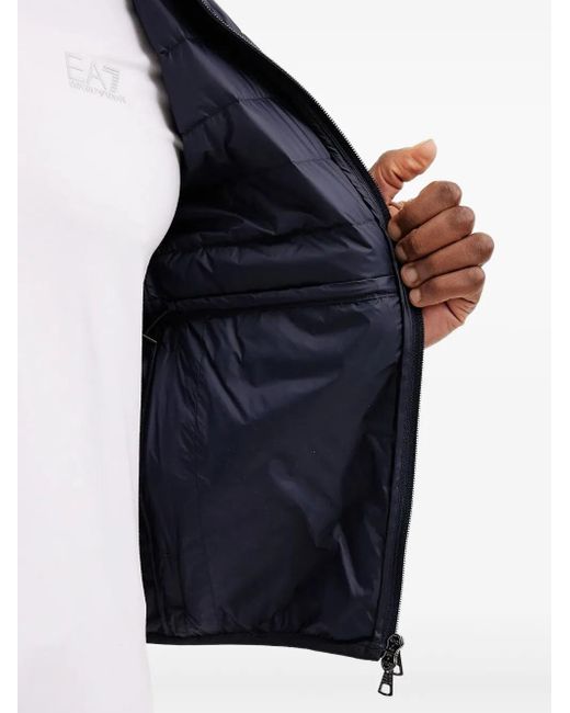 EA7 Blue Quilted Logo-Plaque Gilet for men