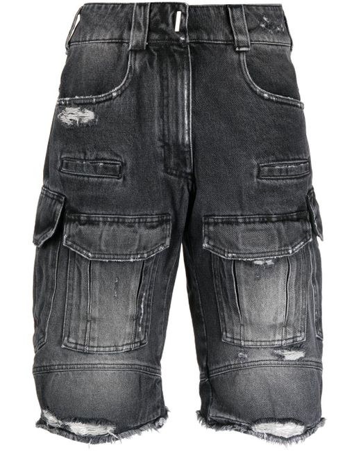 Givenchy Gray Multi-pocket Denim Shorts