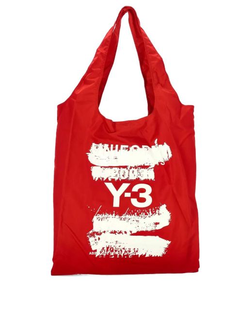 Y-3 Red Logo-Print Tote Bag