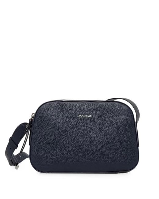 Coccinelle Blue Grained-Leather Shoulder Bag