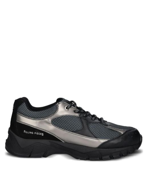 Filling Pieces Black Mesh-Sneakers mit Metallic-Einsatz