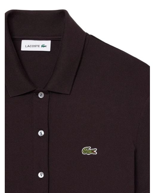 Lacoste Black Pleated-Skirt Polo-Collar Mini Dress