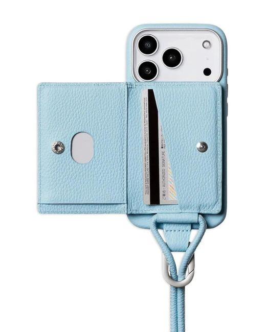 objcts.io Blue Grained Leather Strap Iphone Case