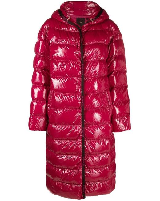 Pinko Belted Hooded Coat in Purple (Red) | Lyst