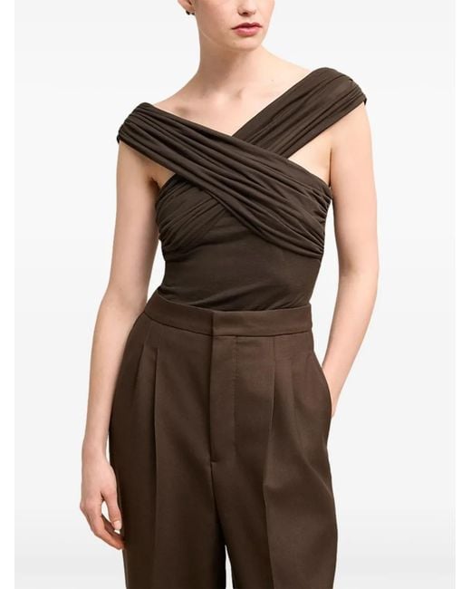 AMI Black Draped Top