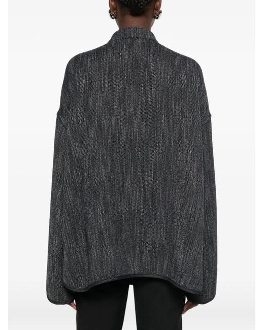 Emporio Armani Black Double-Breasted Herringbone Jacket