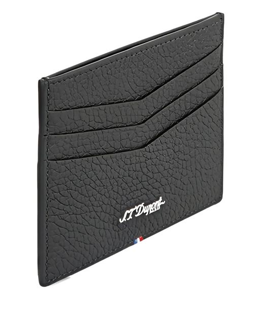 S T Dupont Black Textured Card Holder for men