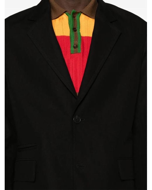 Lanvin Black Notched-Lapels Single-Breasted Blazer for men