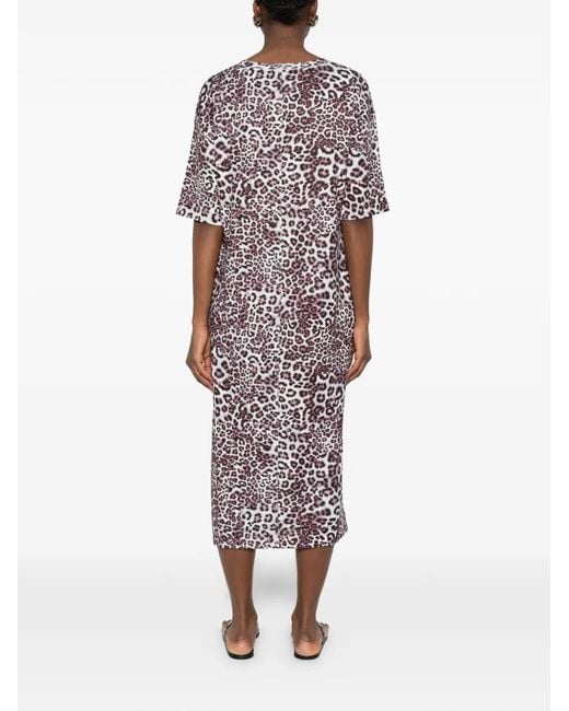 Marc Cain White Animal-Print Midi Dress