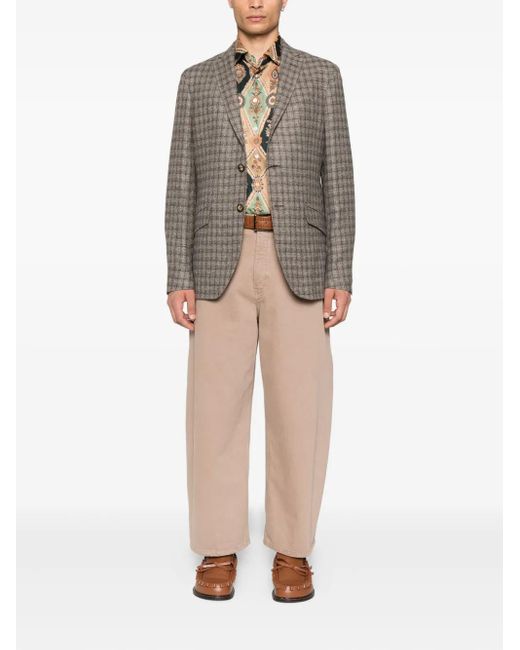 Etro Gray Checked Paisley-Lined Blazer for men