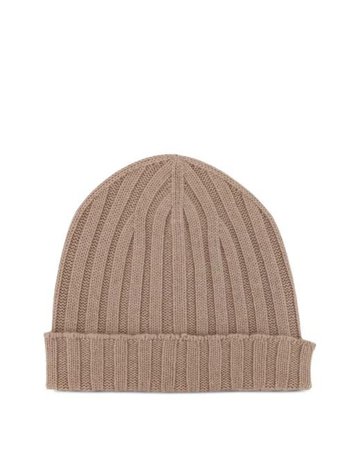 FILIPPO DE LAURENTIIS Men's Brown Ribbed Beanie