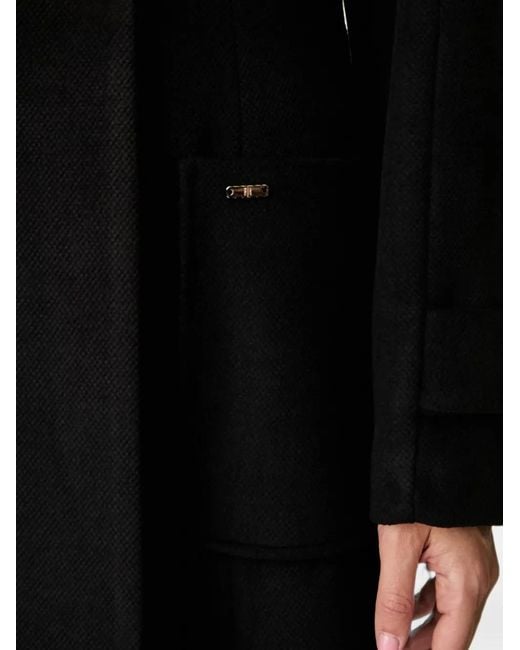Fracomina Black Double-Breasted Coat