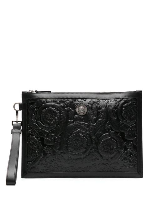ショルダーバッグ Versace Small Medusa Biggie Clutch - Leather - Black Vesace Men Medusa Black Leather Silver Biggie Clutch Pouch