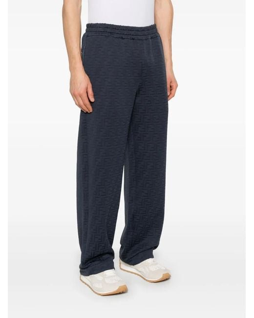 Fendi Blue Ff-Embossed Sweatpants for men