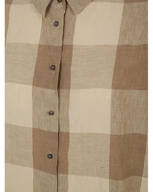 Apuntob Natural Check-Patterned Short-Sleeve Shirt