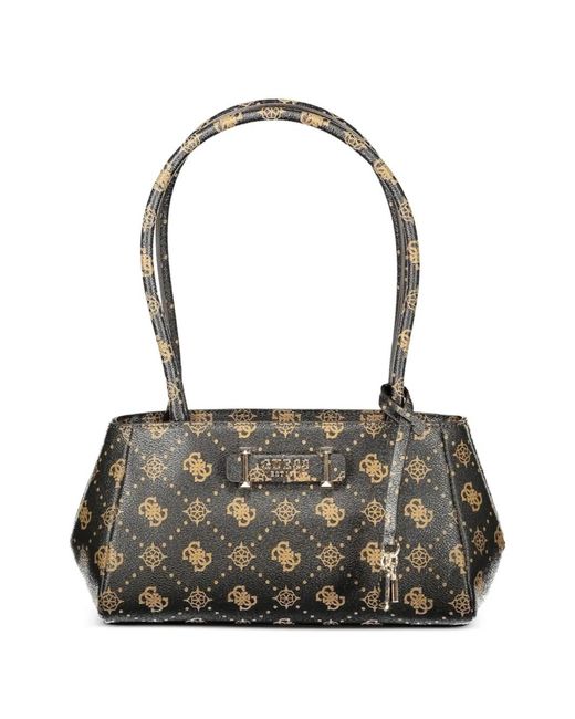 Guess Black Monogram-Print Shoulder Bag