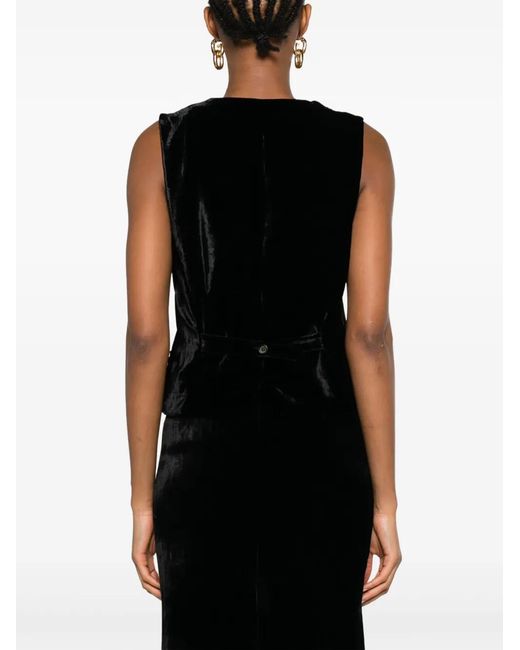 P.A.R.O.S.H. Black V-Neck Velvet Waistcoat