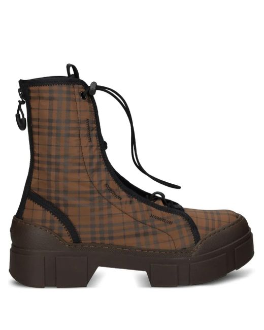 Vic Matié Brown Schnürstiefel mit Karomuster