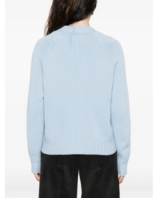 Allude Blue Patch-Pocket Button-Up Cardigan