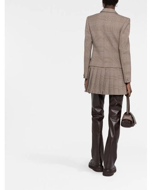 Moschino Brown Pleat-Detail Double-Breasted Blazer