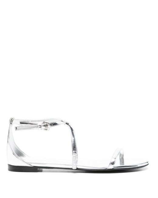 Sandali metallizzati in pelle di Alexander McQueen in White