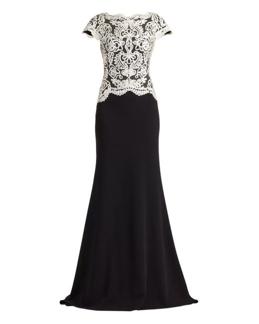 Tadashi Shoji White Embroidered Lace Sheath Maxi Dress