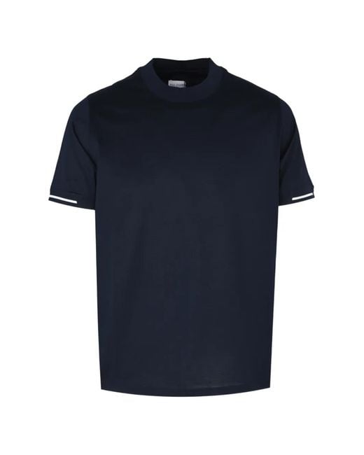 Pal Zileri Blue Stripe-Detail Crew-Neck T-Shirt for men