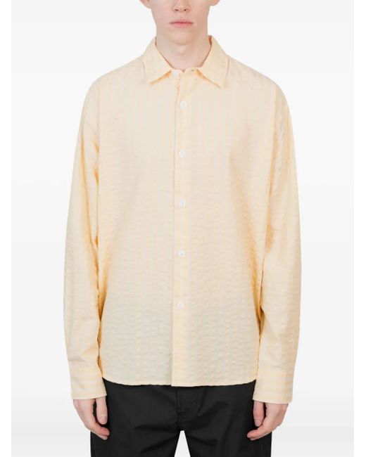 Vous Décidez White Seersucker Striped Shirt for men