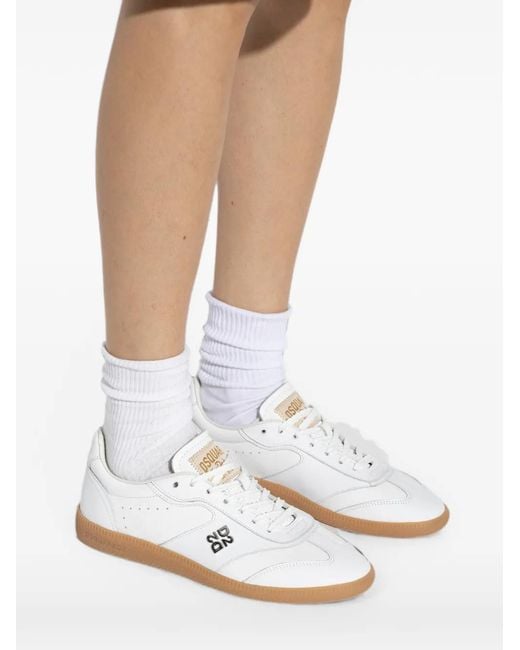 DSquared² White Logo-Plaque Leather Sneakers