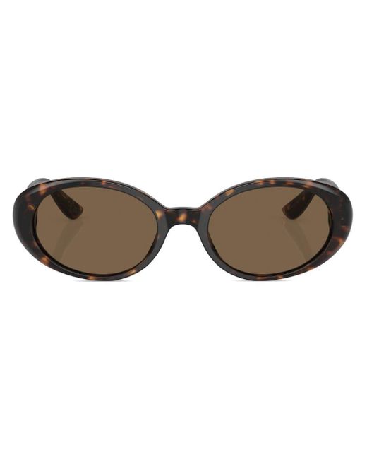 Dolce & Gabbana Brown Tortoiseshell-effect Oval-frame Sunglasses