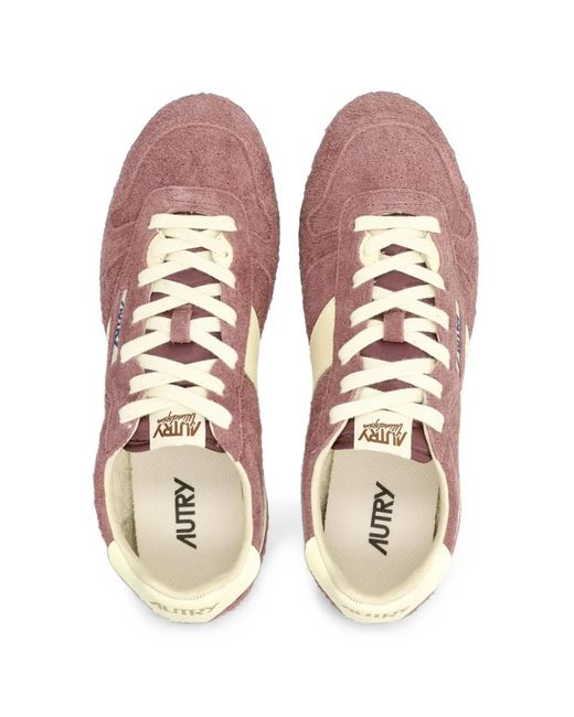 Autry Pink Windspin Logo-Patch Sneakers for men