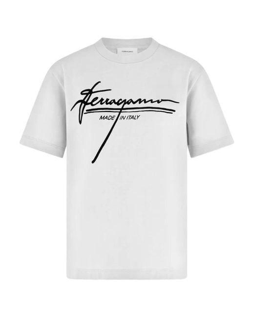 Ferragamo Gray Signature-Detail T-Shirt