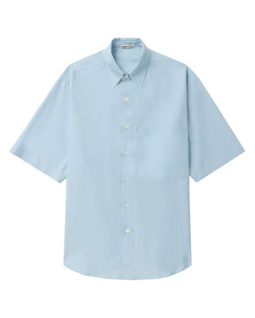 Auralee Blue Short-sleeved Cotton Shirt for men