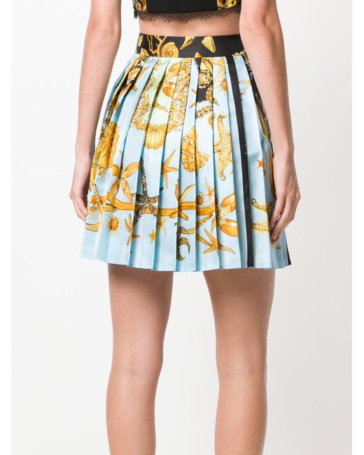 Versace Short Pleated Skirt in Blue | Lyst