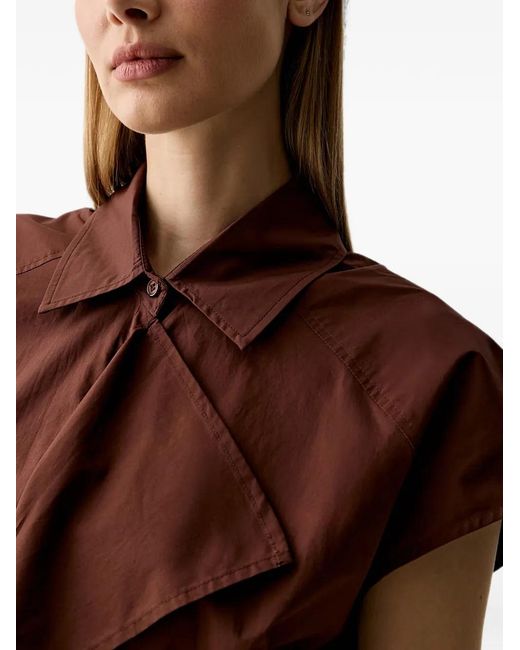 Benetton Brown Sleeveless Tie-Belt Midi Shirt Dress