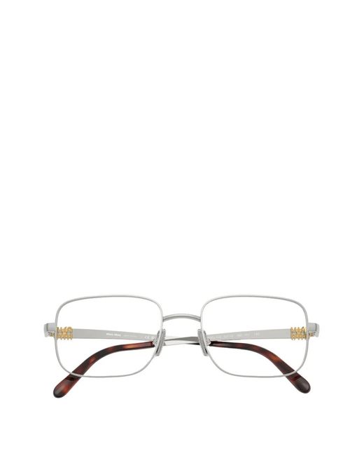 Miu Miu White Square-Frame Glasses