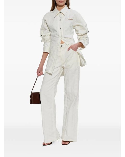 Off-White c/o Virgil Abloh White Monogram-Pattern Jeans