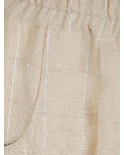 Kiton Natural Check-Pattern Drawstring Trousers
