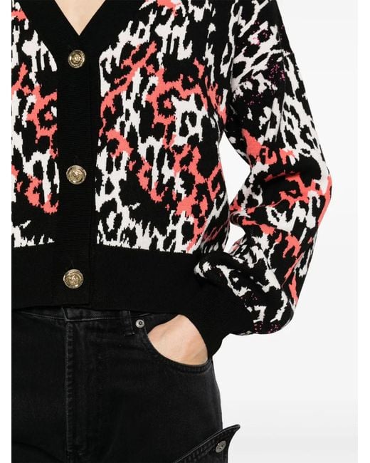 Just Cavalli Black Leopard Cropped Cardigan