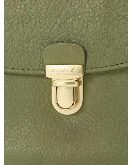Agnes B. Green Foldover-top Leather Crossbody Bag
