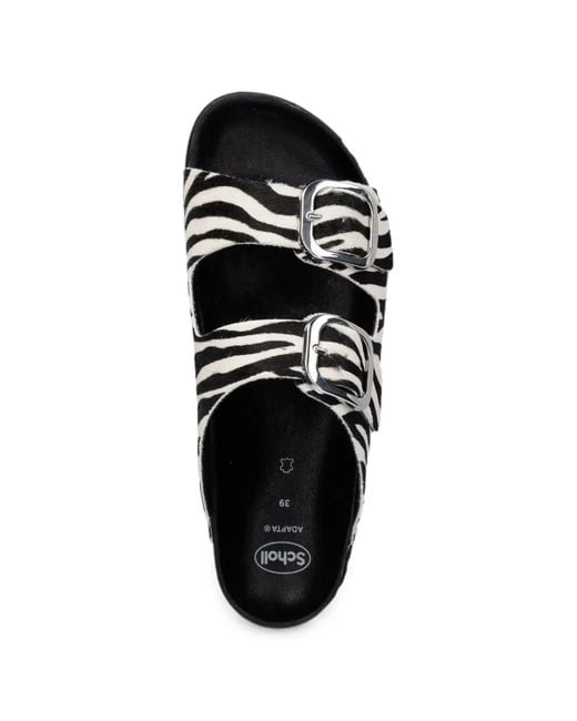 Scholl Black Noelle Zebra-Print Buckled Slides