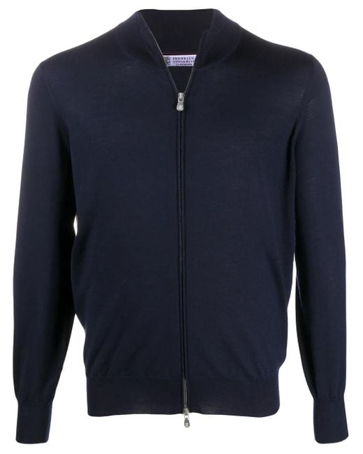 Brunello Cucinelli Trui Met Rits in het Blue voor heren