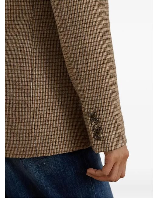 Ralph Lauren Brown Double-Breasted Checked Blazer